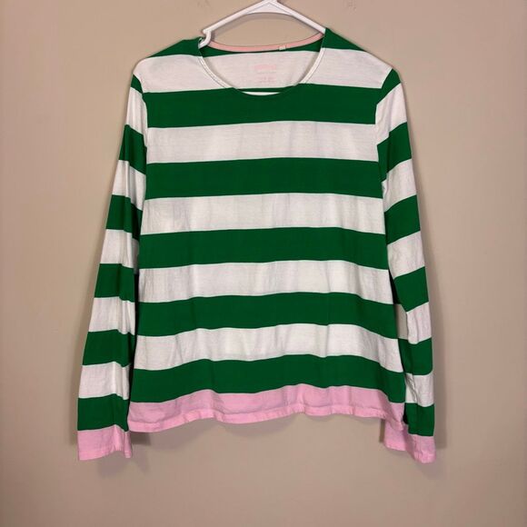 Boden Tops - Boden Green & White Striped with Pink Stripe on Bottom Long Sleeve Top US 14